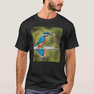 T-shirt Beau martin-pêcheur attrapant un poisson