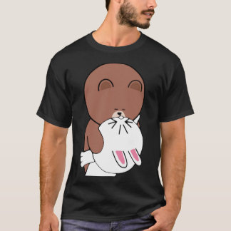 T-shirt Beau Ours Brown Lapin Lapin Lapin Lapin Le Baiser 