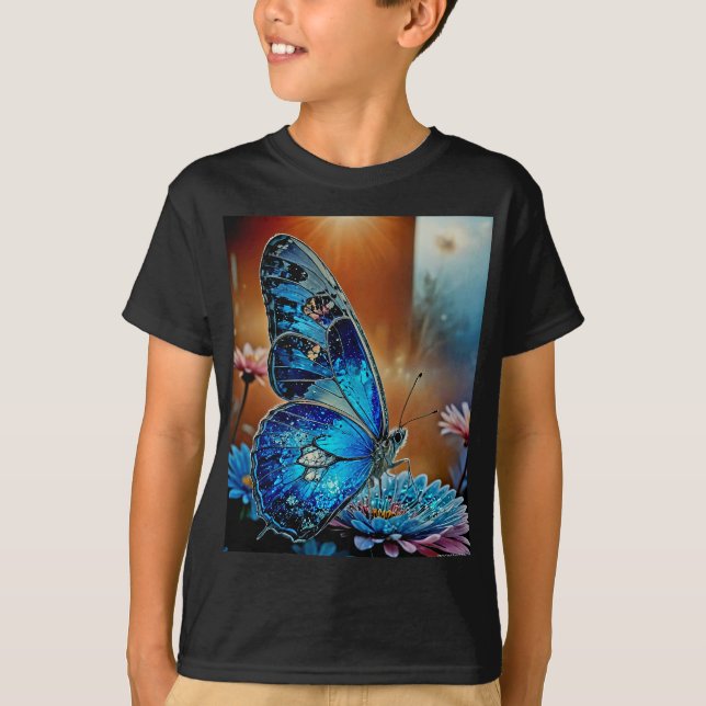 T-shirt Beau Papillon Bleu (Devant)
