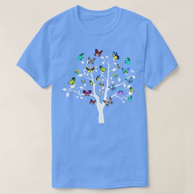 T-shirt Beau Papillon coloré arbre (Design devant)