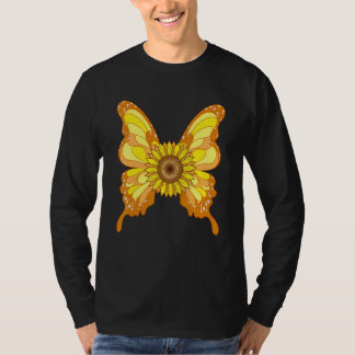 T-shirt Beau Papillon Jaune Fleur Jardinier Hippie