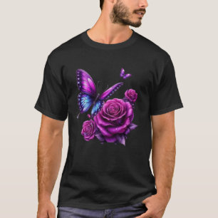 T-shirt Beau Papillon Rose Pourpre Papillon Amoureux G