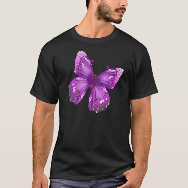 T-shirt Beau Papillon violet (Devant)