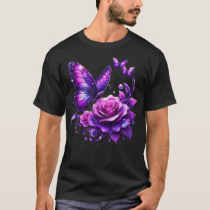 T-shirt Beau papillon violet Rose papillon amoureux G