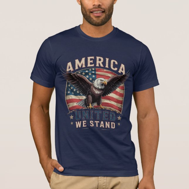 T-shirt Beau Patriotique Unis nous Stand American Eagle (Devant)