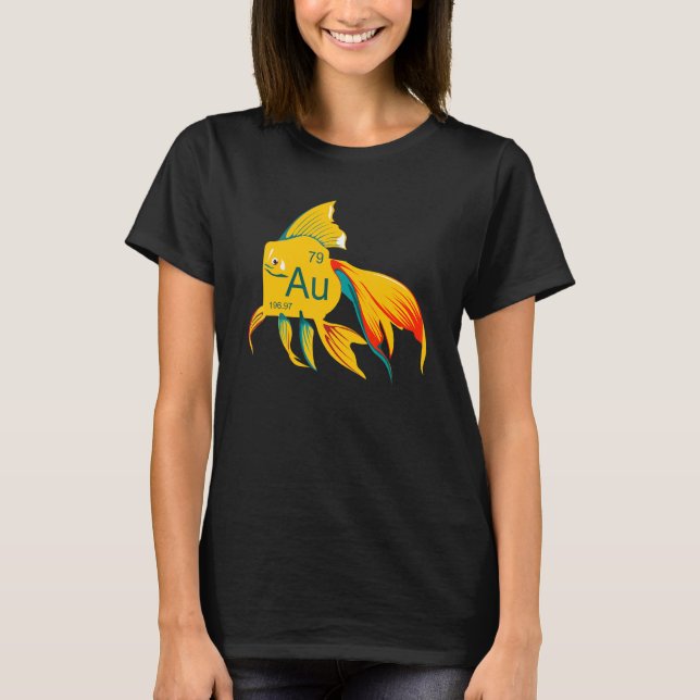 T-shirt Beau Poisson Rouge Coulant Doré (Devant)