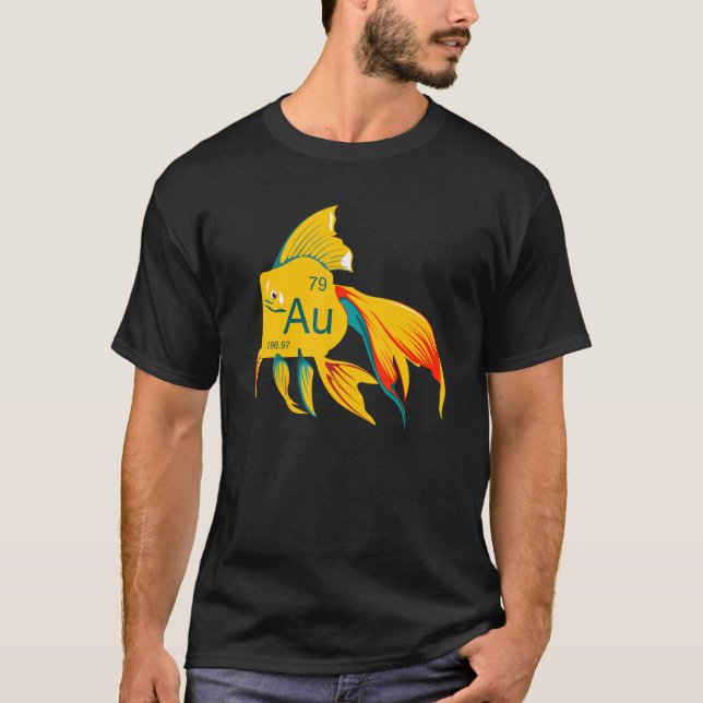 T-shirt Beau Poisson Rouge Coulant Doré (Devant)