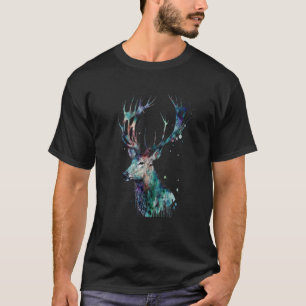 T-shirt Beau portrait de cerf à l'aquarelle
