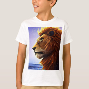 T-shirt Beau Portrait de Lion en mer Enfant personnalisé