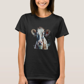 T-shirt Beau portrait de vache à l'aquarelle