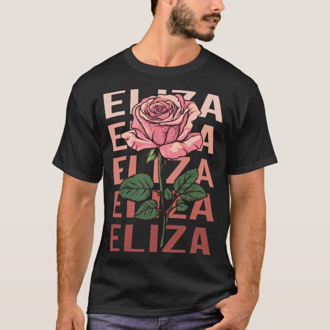 T-shirt Beau Rose - Nom d'Eliza (Devant)