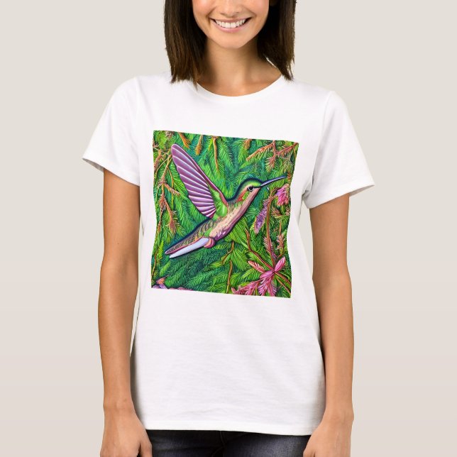 T-shirt Beau Shabby Chic Petit Colibri. (Devant)