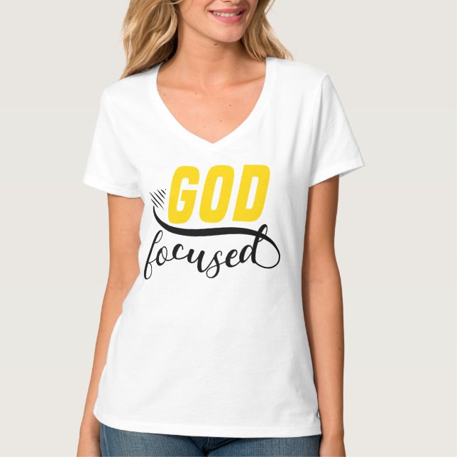 T-shirt Beau tee blanc "God Focused! (Devant)