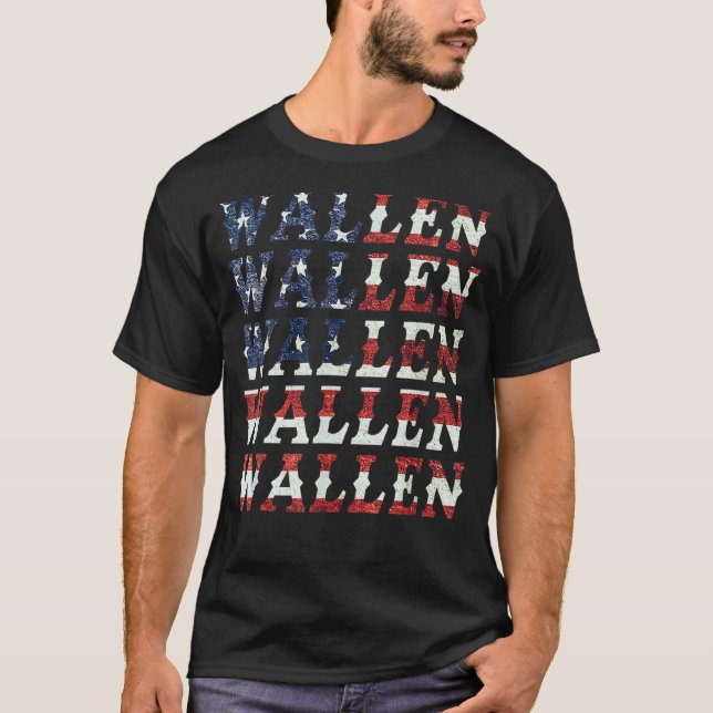T-shirt Beau Wallen American Drapeau Rouge Blanc Bleu (Devant)