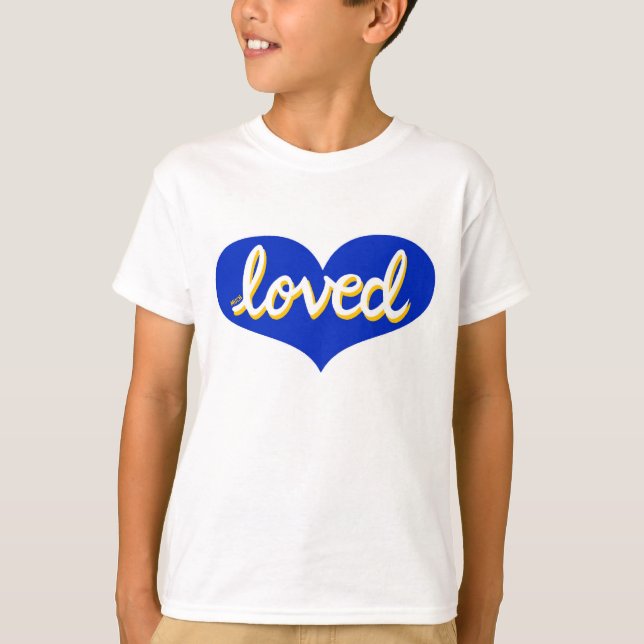 T-shirt BEAUCOUP AIMÉ - coeur d'amour bleu (Devant)