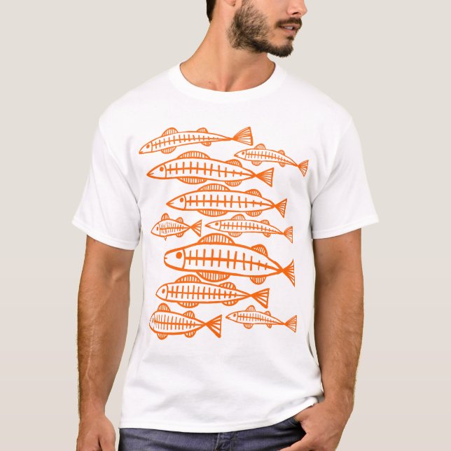 T-shirt Beaucoup de poissons - Orange (Devant)