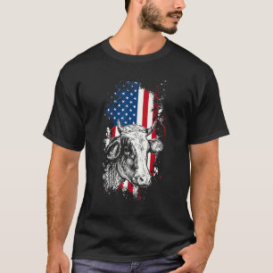 T-shirt Beaucoup De Vache Drapeau Usa Génisse États-Unis 4