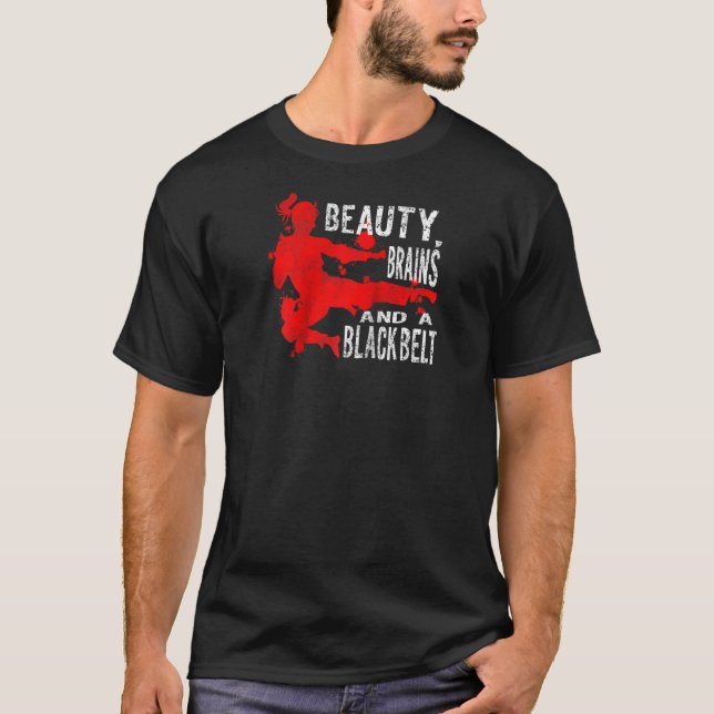 T-shirt Beauté amusante Cerveau Une Ceinture Noire Cute Ka (Devant)
