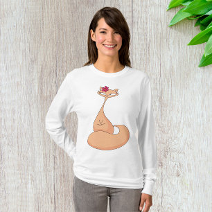 T-shirt Beauté Chat à l'air belles femmes long-manches