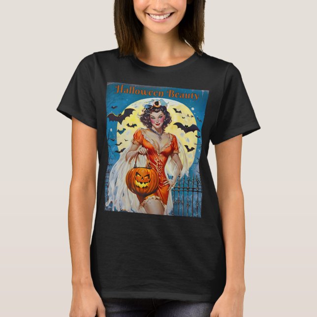 T-shirt Beauté d'Halloween - Retro Pin-Up (Devant)