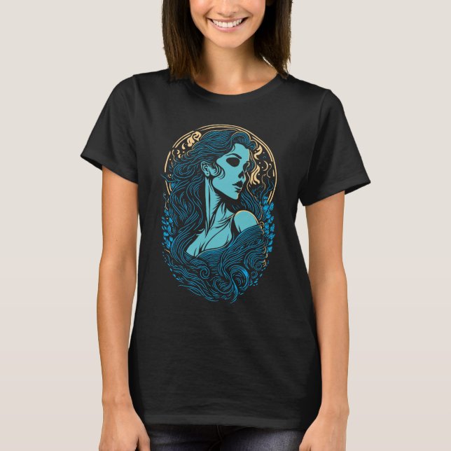 T-shirt Beauté du crâne Portrait gothique féminin (Devant)