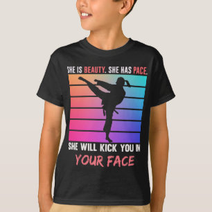T-shirt Beauté Karate Girl Kick You Taekwondo Jiu Jitsu