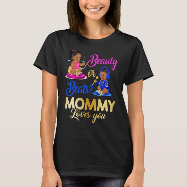 T-shirt Beauté Mignonne Ou Beat Maman Aime Vous Sexe Révél (Devant)