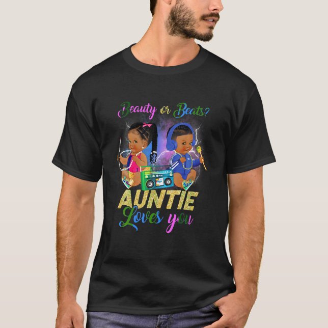 T-shirt Beauté Mignonne Ou Beat Tante Vous Aime Révéler Le (Devant)