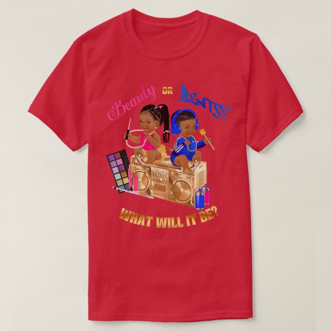 T-shirt Beauté ou Beats Bébé Genre Révéler Royal Blue Hot (Design devant)