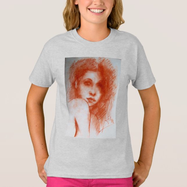 T-shirt BEAUTÉ ROMANTIQUE / Portrait de femme en Sepia Bro (Devant)