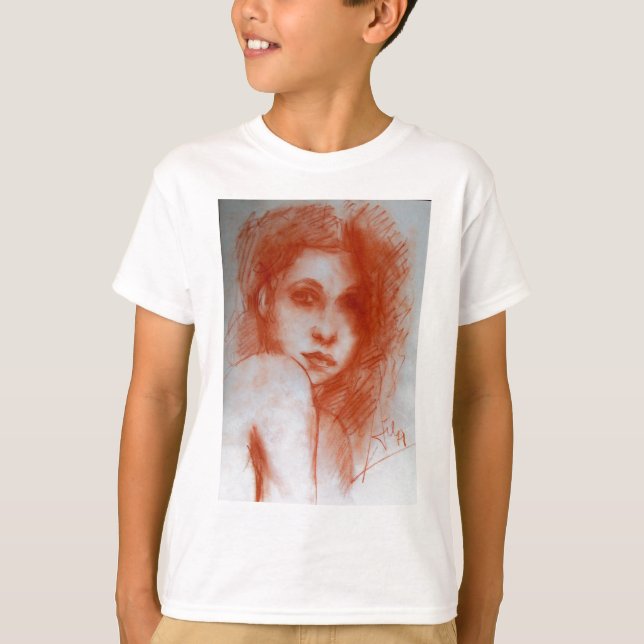 T-shirt BEAUTÉ ROMANTIQUE / Portrait de femme en Sepia Bro (Devant)
