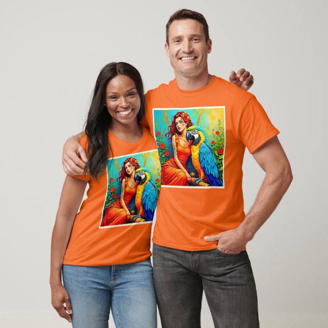 T-shirt Beauté tropicale et design de perroquets bleus (Unisexe)