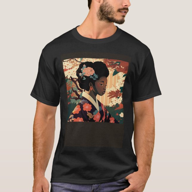 T-shirt Beautiful African Asian woman in kimono Afro Asian (Devant)