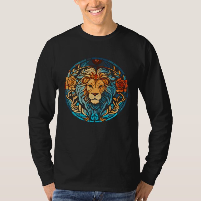 T-shirt Beautiful Artistic Stained Glass Style Lion (Devant)