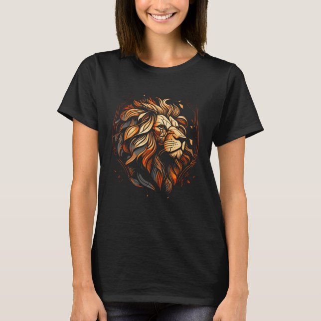 T-shirt Beautiful Artistic Stained Glass Style Lion (Devant)