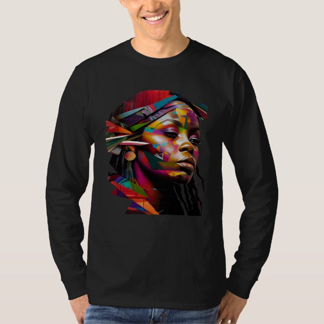T-shirt Beautiful Black Woman Colorful Abstract African Me (Devant)