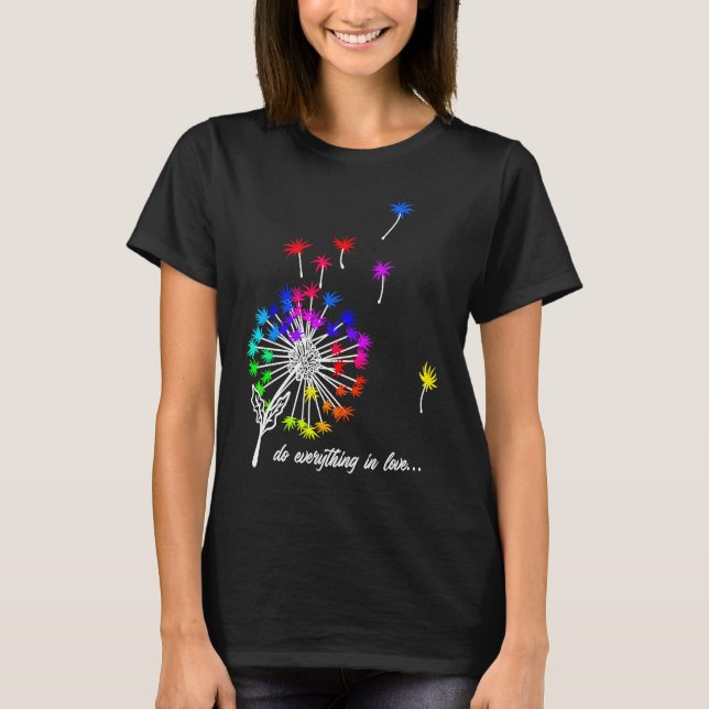T-shirt Beautiful dandelion with colourful spores flying a (Devant)