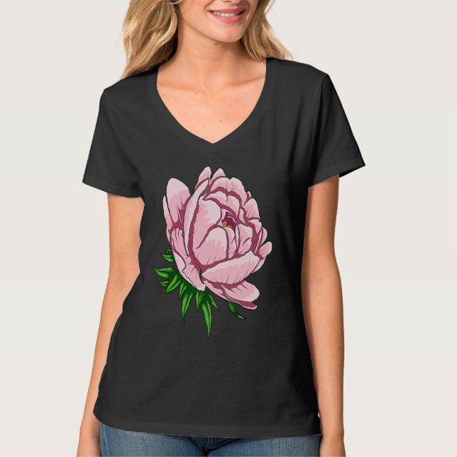 T-shirt Beautiful Flower Peony Floral Pink Peonies (Devant)