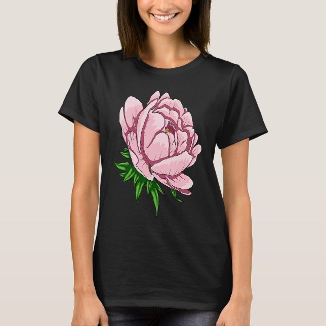 T-shirt Beautiful Flower Peony Floral Pink Peonies (Devant)