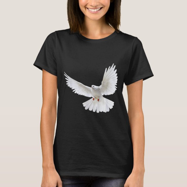 T-shirt Beautiful Flying Peaceful White Dove Photo Silhoue (Devant)