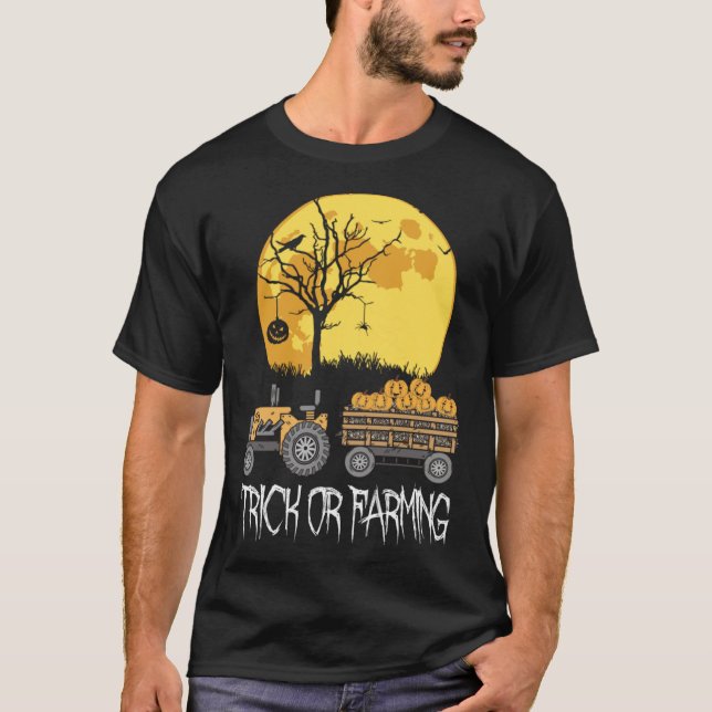 T-shirt Beautiful Halloween pumpkin Tractor Farming Farmer (Devant)
