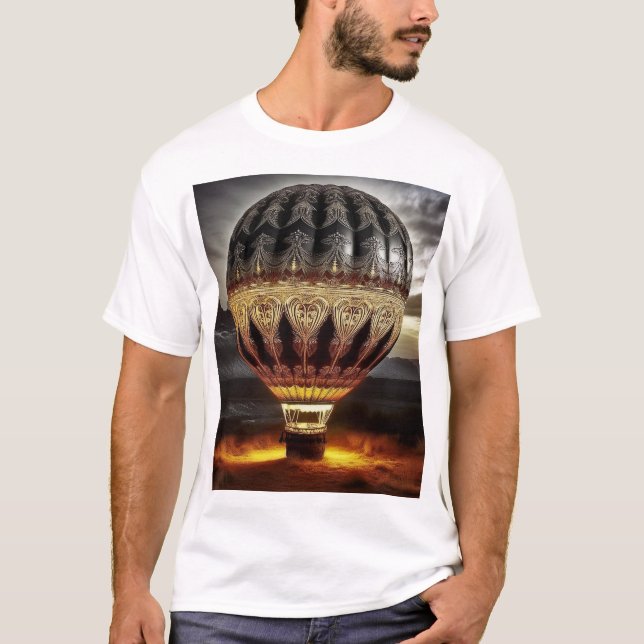T-shirt Beautiful Intricate Hot Air Balloon In Mountains (Devant)