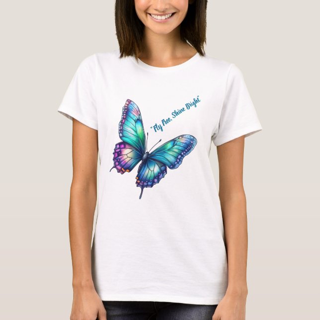 T-shirt Beautiful iridescent shimmering butterfly (Devant)