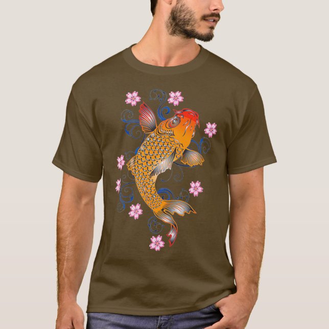 T-shirt Beautiful Orange Koi Fish Japanese Style (Devant)