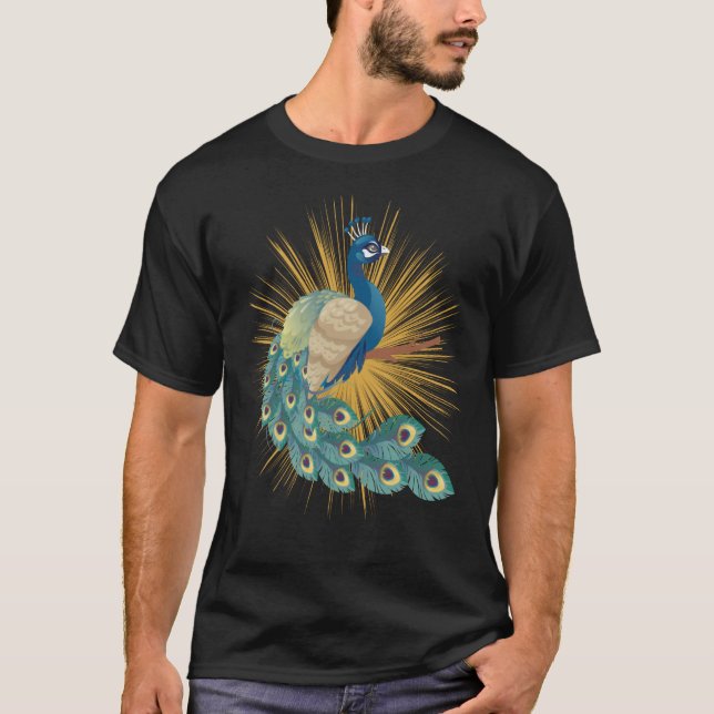 T-shirt Beautiful Peacock Delightful Cheerful Animal (Devant)