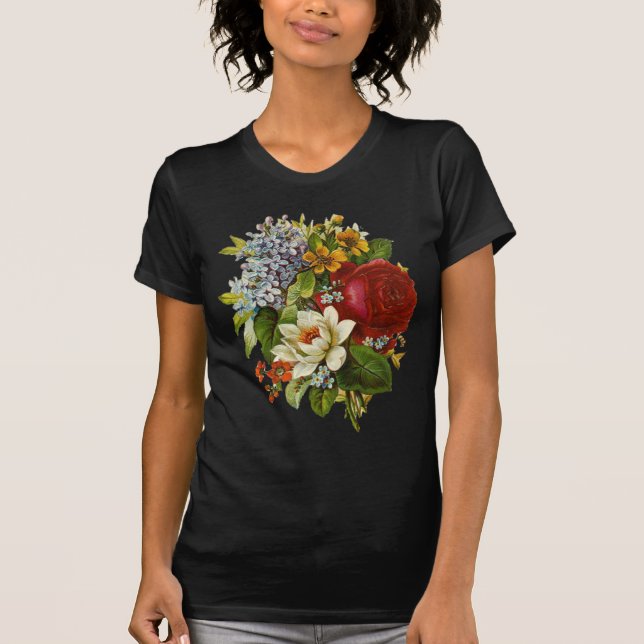 T-shirt Beautiful Romantic Summer Bouquet with Red Rose (Devant)