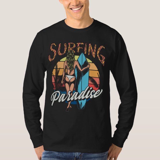 T-shirt Beautiful Surfing Surfboard Retro Graphic (Devant)