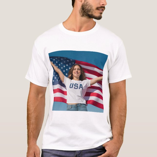 T-shirt Beautiful USA Shirt with Personalized Art Design  (Devant)