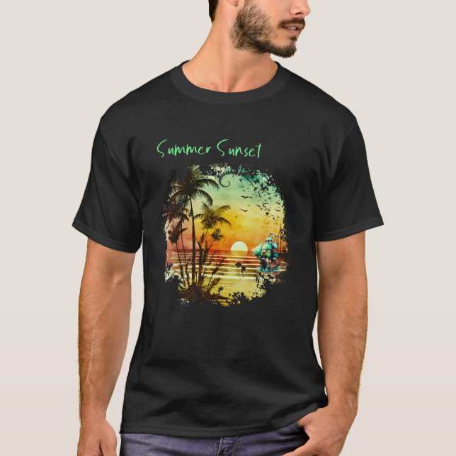 T-shirt Beautiful Vintage Island Sunset  1 (Devant)