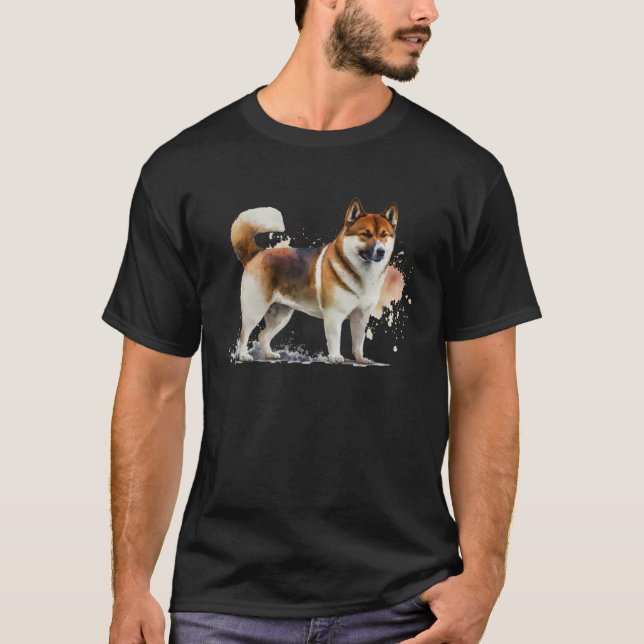 T-shirt Beautiful Watercolor Akita Portrait (Devant)